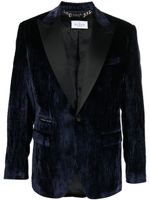 Philipp Plein blazer en velours à simple boutonnage - Bleu