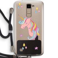 Roze eenhoorn: LG K10 (2016) Transparant Hoesje met koord