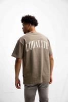 Equalité Oliver Oversized T-Shirt Heren Taupe/Wit - Maat XXS - Kleur: WitBruin | Soccerfanshop