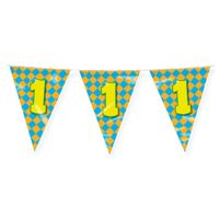 Verjaardag 1 jaar thema Vlaggetjes - Feestversiering - 10m - Folie - Dubbelzijdig