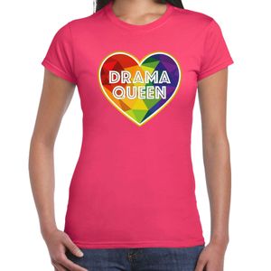 Gay Pride t-shirt met tekst - dames - roze - drama queen - LHBTI