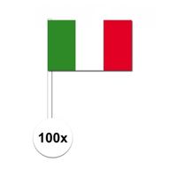 100x Italie decoratie papieren zwaaivlaggetjes   -