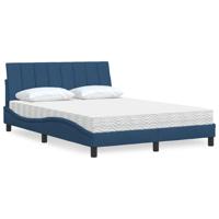 Bed met matras "Hanko" stof blauw 140x190 cm