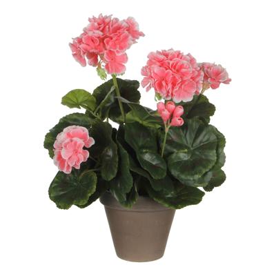 Mica Decorations Kunstplant - geranium - perzik - in pot - 34 cm