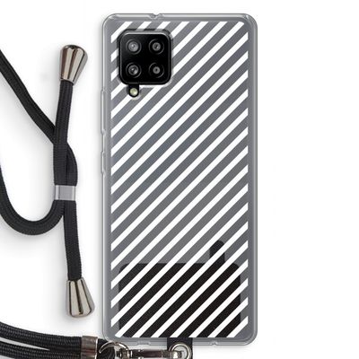 Strepen zwart-wit: Samsung Galaxy A42 5G Transparant Hoesje met koord