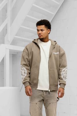 Equalité Mae Painting Oversized Full Zip Hoodie Heren Taupe - Maat M - Kleur: Taupe | Soccerfanshop