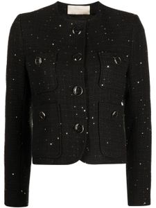 Elie Saab veste crop en tweed à effet métallisé - Noir