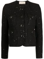 Elie Saab veste crop en tweed à effet métallisé - Noir