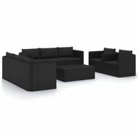 vidaXL 10-delige Loungeset met kussens poly rattan zwart