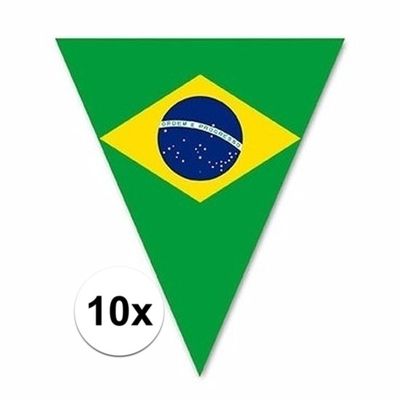 10x Versiering Brazilie vlaggenlijn/vlaggetjes 5 meter