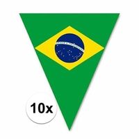 10x Versiering Brazilie vlaggenlijn/vlaggetjes 5 meter