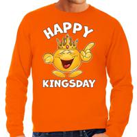Koningsdag sweater voor heren - happy kingsday - oranje - feestkleding - thumbnail