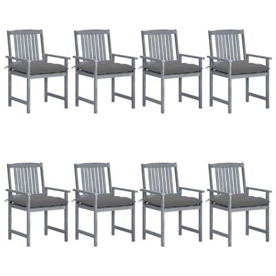 Tuinstoelen 8 st met kussens massief acaciahout grijs