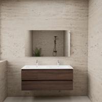 ACTIE BWS Badmeubel | Paris | Sonoma Choco 120 cm | Mat Wit Wastafel | 2 Kraangaten