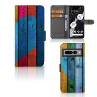 Google Pixel 7 Pro | Book Style Case | Wood Heart - Cadeau voor je Vriend