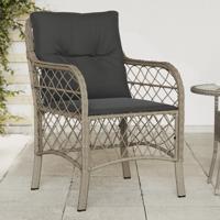 Tuinstoelen 2 st met kussens poly rattan lichtgrijs