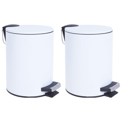 Prullenbak/pedaalemmer wit metaal 3 liter 24 x 17 cm