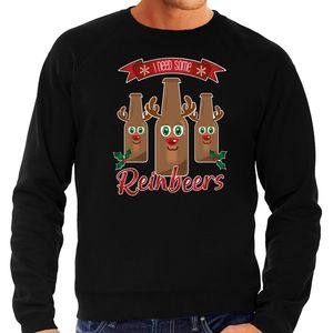 Foute Kersttrui/sweater voor heren - Rudolf Reinbeers - zwart - rendier/bier