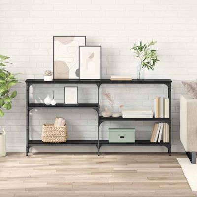 Wandtafel met plank Zwart eiken 150 x 29 x 76.5 cm Bewerkt hout