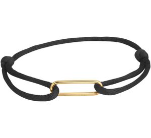 Armband Paperclip satijn-geelgoud zwart 13-26 cm