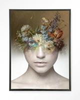 Urban Cotton Wandkleed 'Bloom' 110 x 145cm in Floating Frame - black