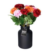 Bellatio Design Kunstbloemen boeket Dahlia's - 12 stelen - 50 cm - kleurenmix - zijdebloemen