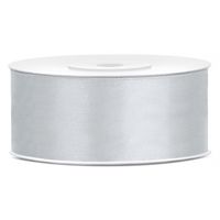 1x Zilver satijnlint rol 2,5 cm x 25 meter cadeaulint verpakkingsmateriaal