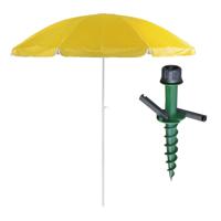 Parasol met dikke grondharing - geel - polyester - Dia 200 cm - voor het strand