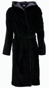 Zwarte badjas met capuchon - M-L