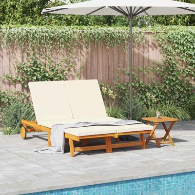 Ligstoel met kussen Bruin 125 x 200 x 84cm Massief acaciahout