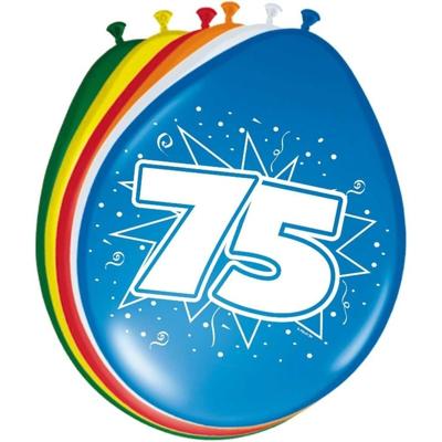 Folat 75 jaar verjaardag ballonnen - 8x stuks - versiering - feestartikelen - mix kleuren Folat 75 jaar verjaardag ballonnen - 8x stuks - versiering - feestartikelen - mix kleuren