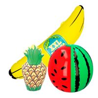 Opblaasbare fruit mix - 1x banaan 71 cm - 1x Watermeloen 35 cm - 1x ananas 35 cm