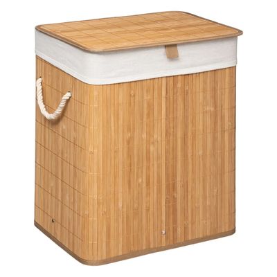 Wasmand van bamboe - 60 liter - 41 x 30 x 50 cm - met deksel
