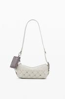 Kleine baguette tas met patch en studs - BROWN - U
