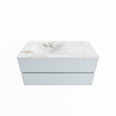 MONDIAZ VICA-DLUX 100cm badmeubel onderkast Clay 2 lades. Inbouw wastafel CLOUD links zonder kraangat, kleur Frappe.