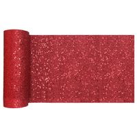 Santex Kerst tafelloper op rol - rood glitter - 18 x 500 cm - polyester - Tafellakens - thumbnail
