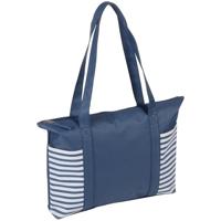 Strandtas met streepmotief - blauw/wit - 44 x 31 cm - Strandartikelen beach bags - thumbnail