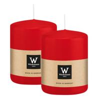 Cilinderkaars/stompkaars - 2x - rood - 6 x 8 cm - 29 branduren