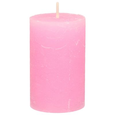 Stompkaars/cilinderkaars - roze - 5 x 8 cm - klein rustiek model