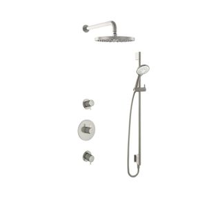 Hotbath Get together IBS2R Regendoucheset inbouw - 35cm wandarm - 30cm ronde hoofddouche - 3 standen handdouche glijstang - geborsteld nikkel IBS2RGN157