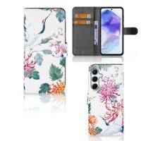 Samsung Galaxy A55 | Telefoonhoesje | Met pasjeshouder | Bird Flowers