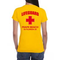 Carnaval reddingsbrigade/ lifeguard Miami Beach Florida t-shirt geel / achter bedrukking dames 2XL  - - thumbnail