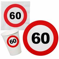 Verjaardag feestartikelen tafel dekken set - 60 jaar - verkeersbord/stopbord thema - 8x personen