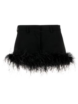 Miu Miu minijupe en serge à détails de plumes - Noir
