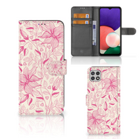 Samsung Galaxy A22 5G Hoesje Pink Flowers