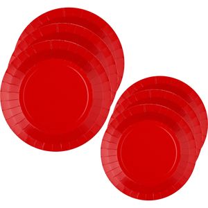 Feest/verjaardag bordjes set - 40x stuks - rood - 17 cm en 22 cm