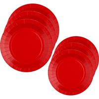 Feest/verjaardag bordjes set - 40x stuks - rood - 17 cm en 22 cm - thumbnail