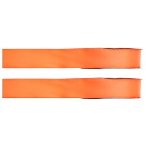 2x Hobby/decoratie oranje satijnen sierlinten 1 cm/10 mm x 25 meter