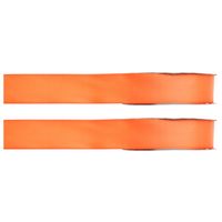 2x Hobby/decoratie oranje satijnen sierlinten 1 cm/10 mm x 25 meter