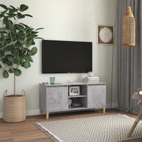 Tv-meubel met massief houten poten 103,5x35x50 cm betongrijs - thumbnail